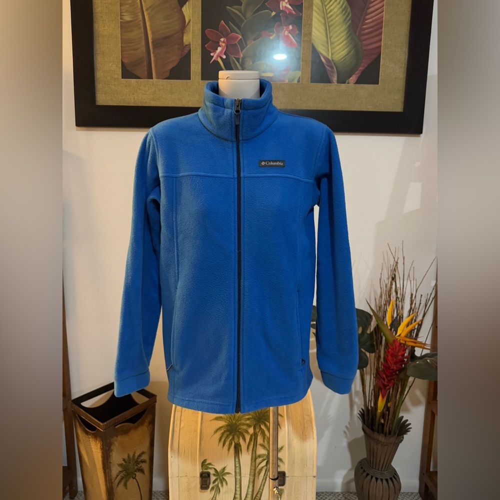 Columbia Youth Boys Jacket Large 14-16 Blue Full Zip Long Sleeve Fleece Pockets